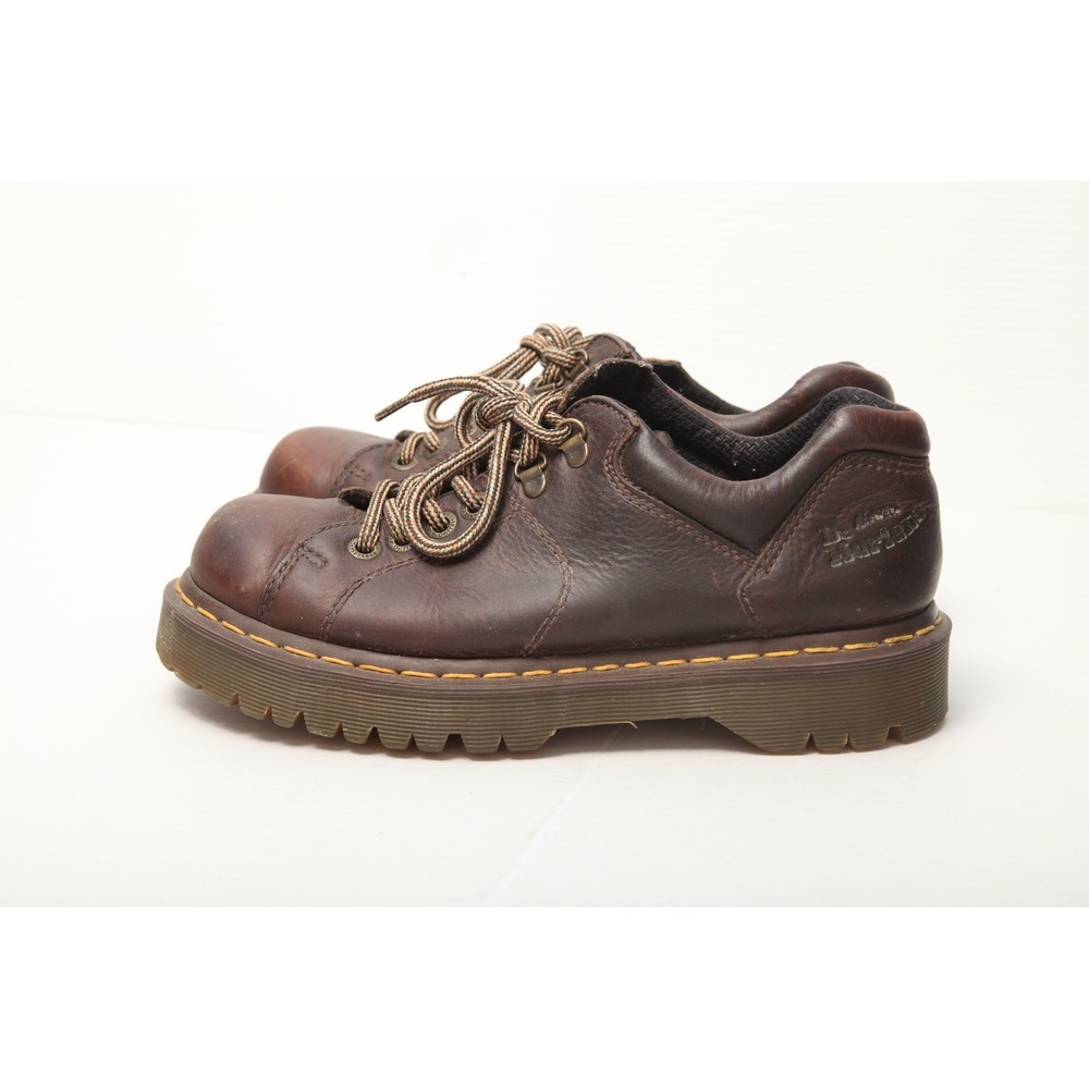 Dr. Martens Mens US 8 Oxfords Grizzly Brown Leather Low Top Lace Up Chunky - Picture 4 of 14